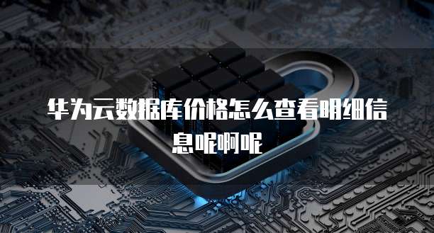 华为云数据库价格怎么查看明细信息呢啊呢