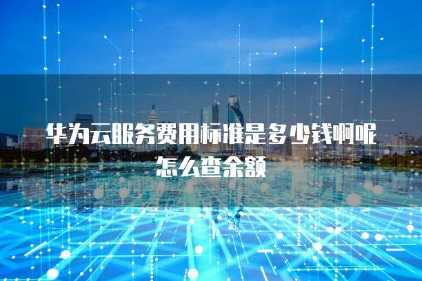 华为云服务费用标准是多少钱啊呢怎么查余额