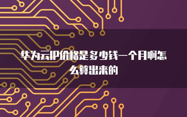 华为云IP价格是多少钱一个月啊怎么算出来的
