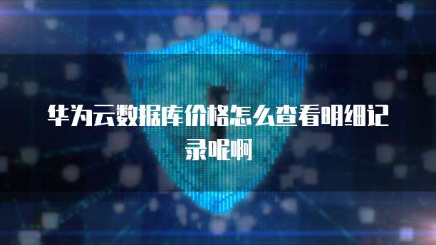 华为云数据库价格怎么查看明细记录呢啊