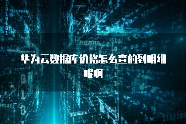 华为云数据库价格怎么查的到明细呢啊
