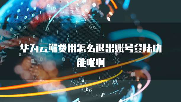 华为云端费用怎么退出账号登陆功能呢啊