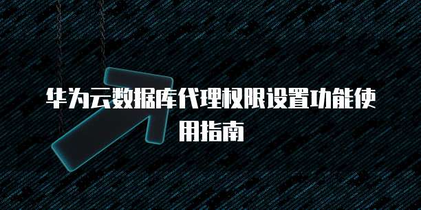 华为云数据库代理权限设置功能使用指南