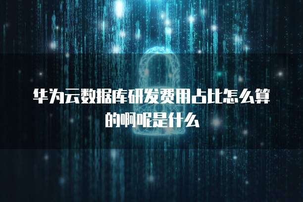 华为云数据库研发费用占比怎么算的啊呢是什么