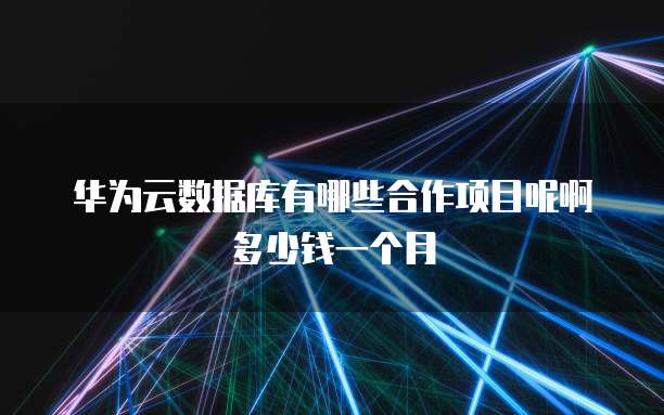华为云数据库有哪些合作项目呢啊多少钱一个月