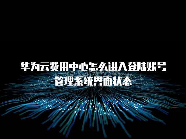 华为云费用中心怎么进入登陆账号管理系统界面状态