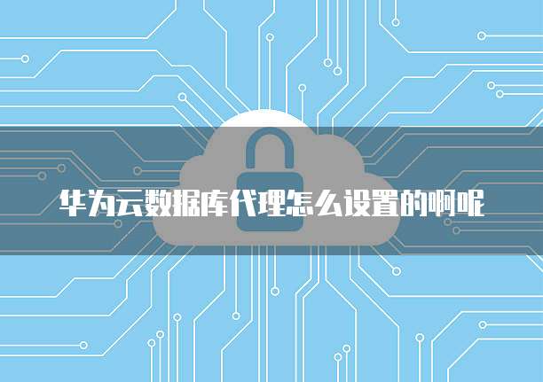华为云数据库代理怎么设置的啊呢