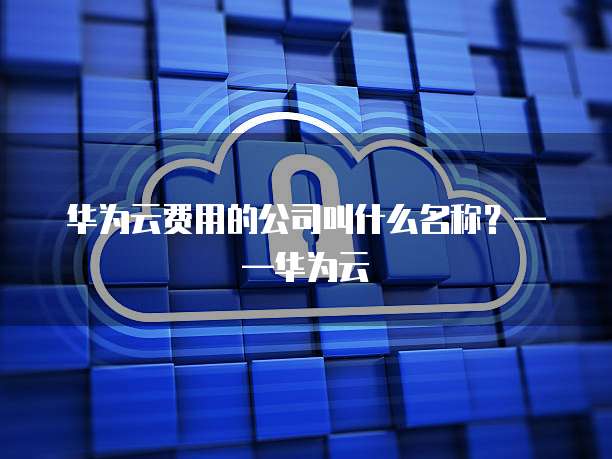 华为云费用的公司叫什么名称?——华为云