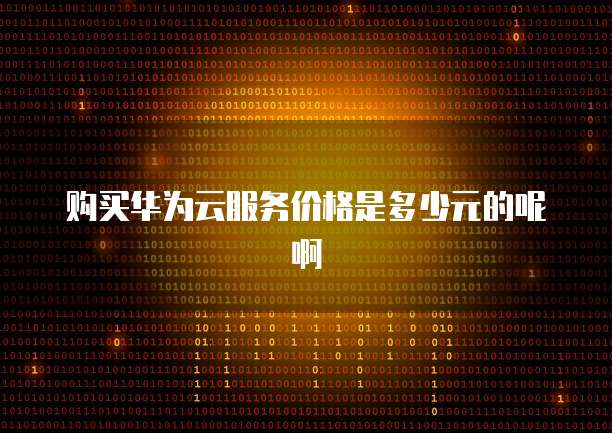 购买华为云服务价格是多少元的呢啊