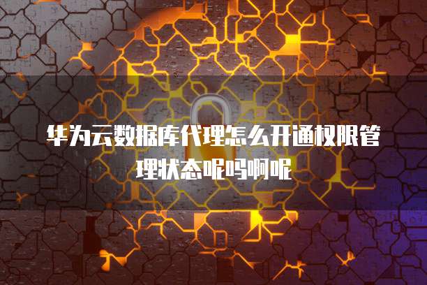 华为云数据库代理怎么开通权限管理状态呢吗啊呢