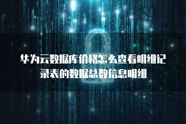 华为云数据库价格怎么查看明细记录表的数据总数信息明细