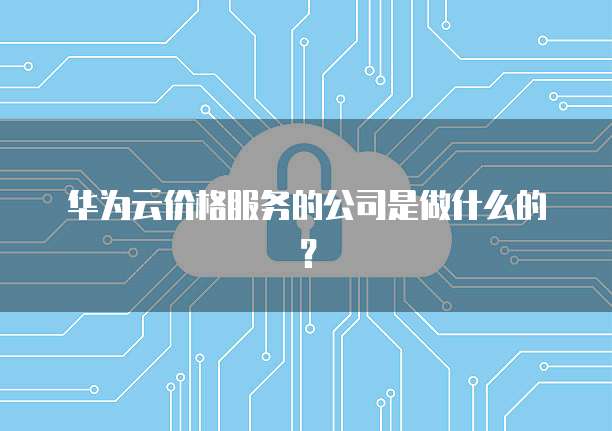 华为云价格服务的公司是做什么的?