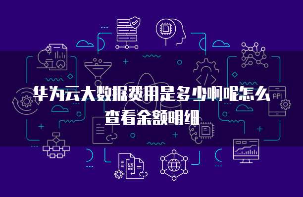 华为云大数据费用是多少啊呢怎么查看余额明细