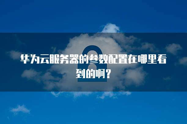 华为云服务器的参数配置在哪里看到的啊?