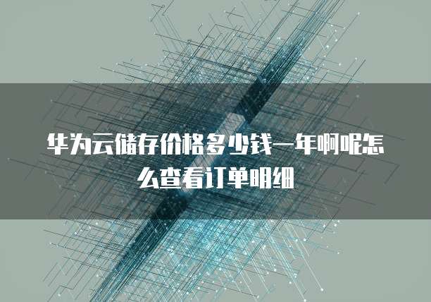 华为云储存价格多少钱一年啊呢怎么查看订单明细
