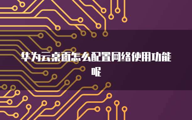 华为云桌面怎么配置网络使用功能呢