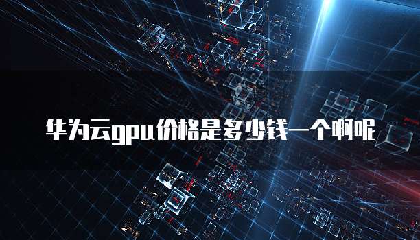 华为云gpu价格是多少钱一个啊呢