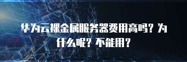 华为云裸金属服务器费用高吗?为什么呢?不能用?