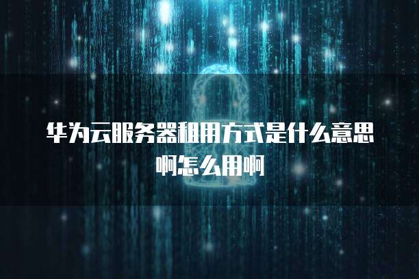 华为云服务器租用方式是什么意思啊怎么用啊