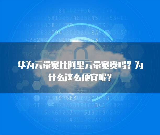 华为云带宽比阿里云带宽贵吗?为什么这么便宜呢?