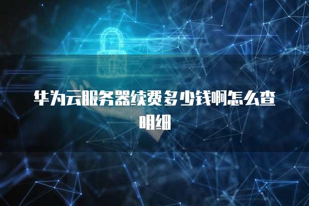 华为云服务器续费多少钱啊怎么查明细