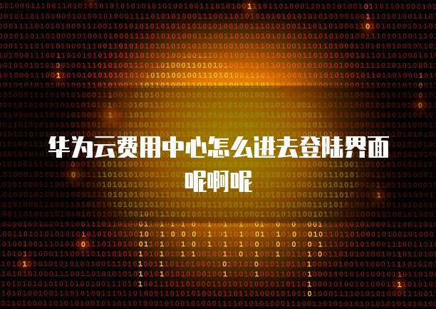 华为云费用中心怎么进去登陆界面呢啊呢
