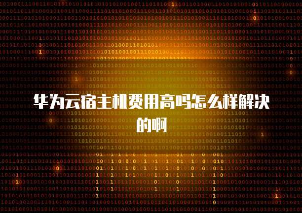 华为云宿主机费用高吗怎么样解决的啊