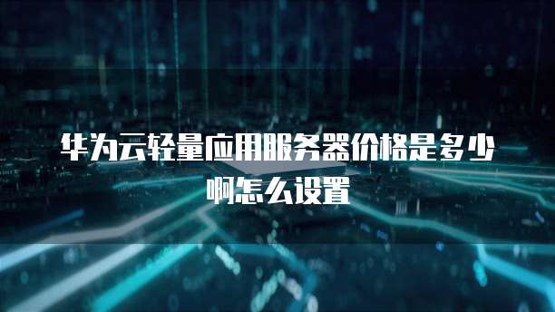 华为云轻量应用服务器价格是多少啊怎么设置