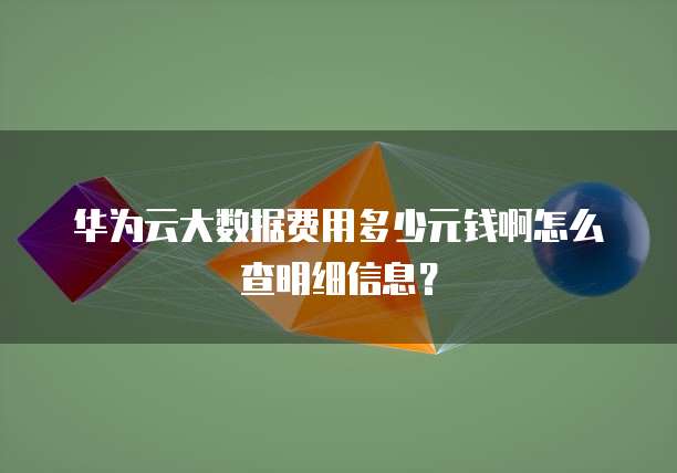 华为云大数据费用多少元钱啊怎么查明细信息?
