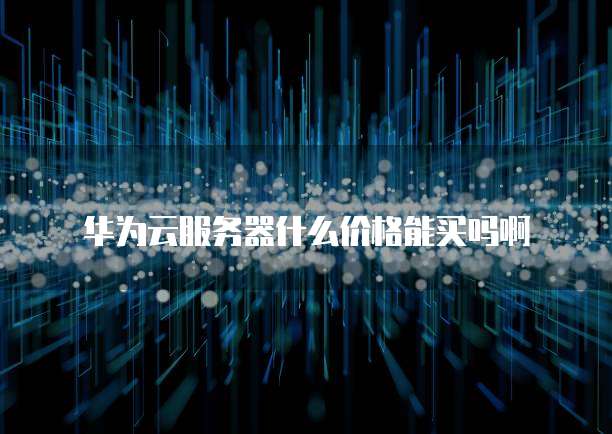 华为云服务器什么价格能买吗啊