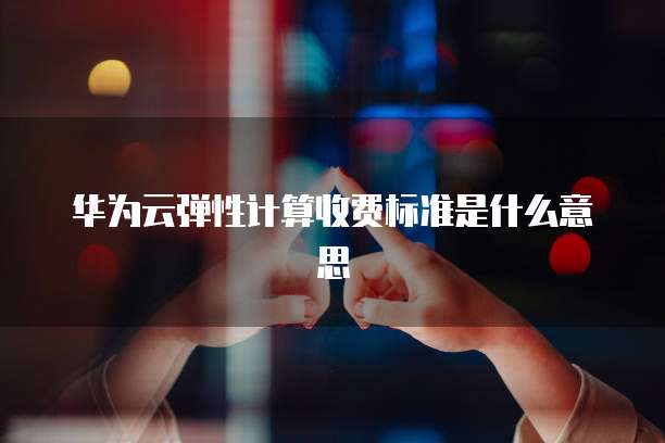 华为云弹性计算收费标准是什么意思