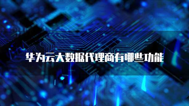 华为云大数据代理商有哪些功能