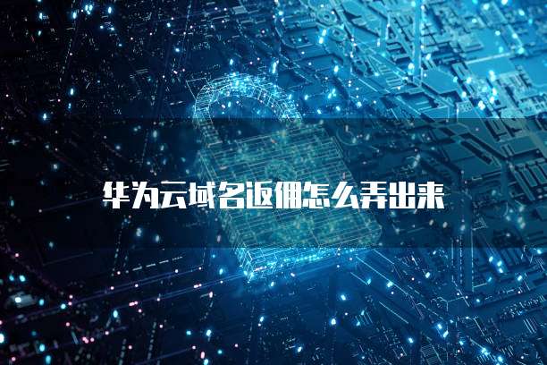 华为云域名返佣怎么弄出来