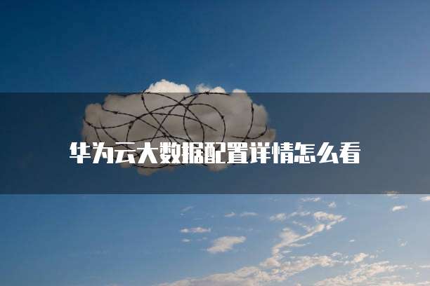 华为云大数据配置详情怎么看