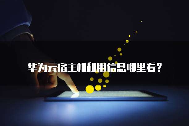 华为云宿主机租用信息哪里看?