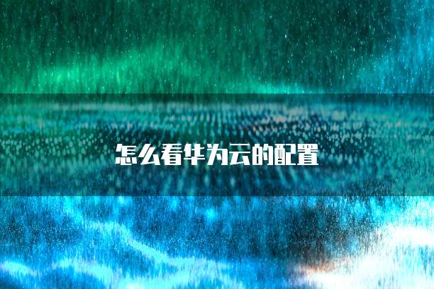 怎么看华为云的配置