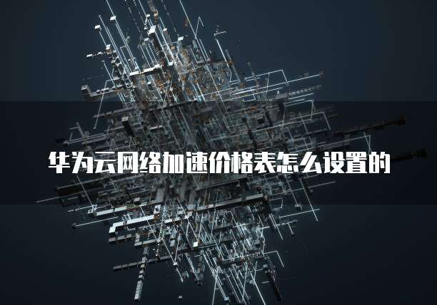 华为云网络加速价格表怎么设置的