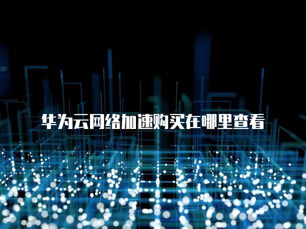 华为云网络加速购买在哪里查看