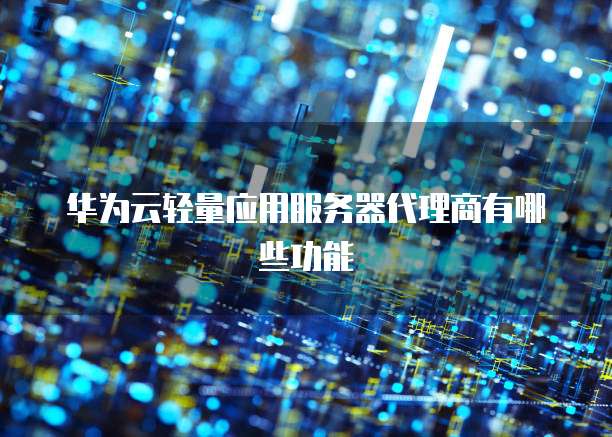 华为云轻量应用服务器代理商有哪些功能