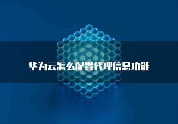 华为云怎么配置代理信息功能