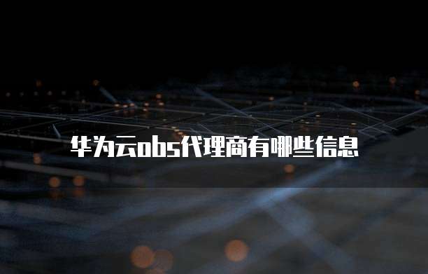华为云obs代理商有哪些信息