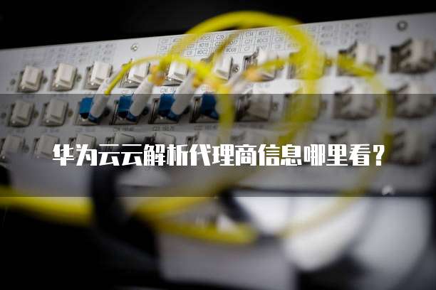 华为云云解析代理商信息哪里看?