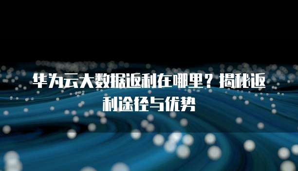 华为云大数据返利在哪里?揭秘返利途径与优势