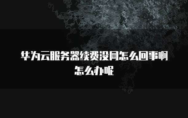 华为云服务器续费没网怎么回事啊怎么办呢