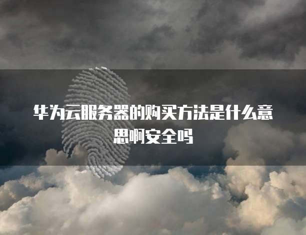 华为云服务器的购买方法是什么意思啊安全吗