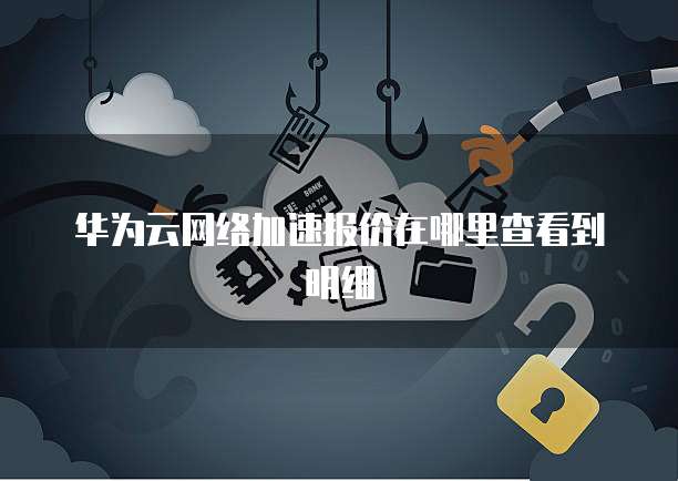华为云网络加速报价在哪里查看到明细