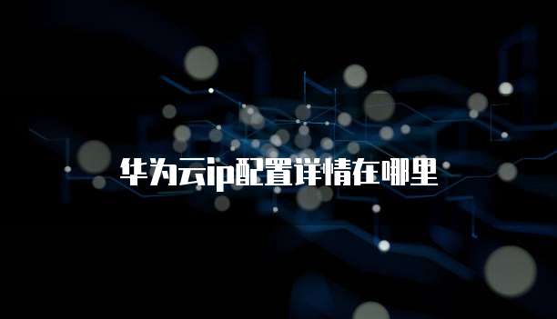 华为云ip配置详情在哪里