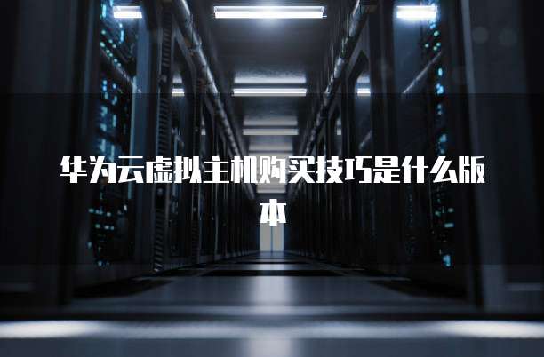 华为云虚拟主机购买技巧是什么版本