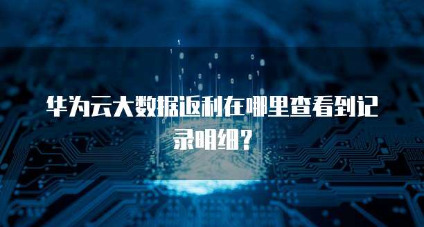 华为云大数据返利在哪里查看到记录明细?