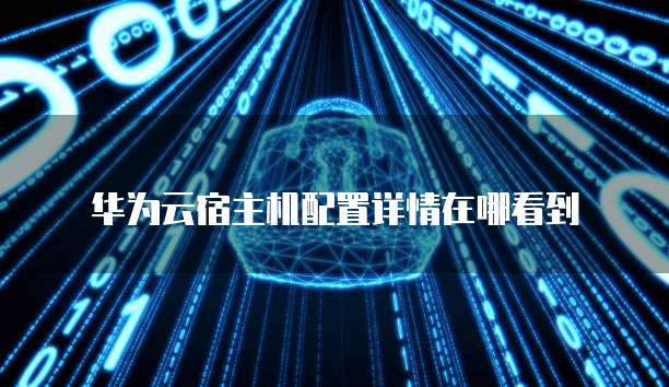华为云宿主机配置详情在哪看到